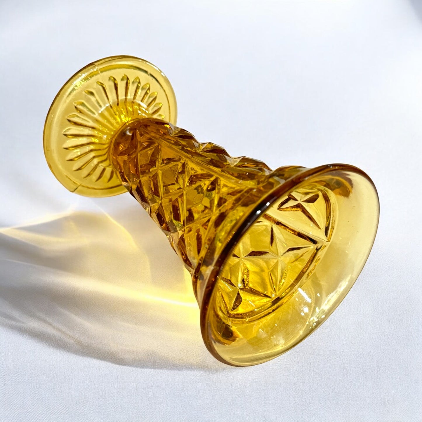 Cut Glass Amber Vase