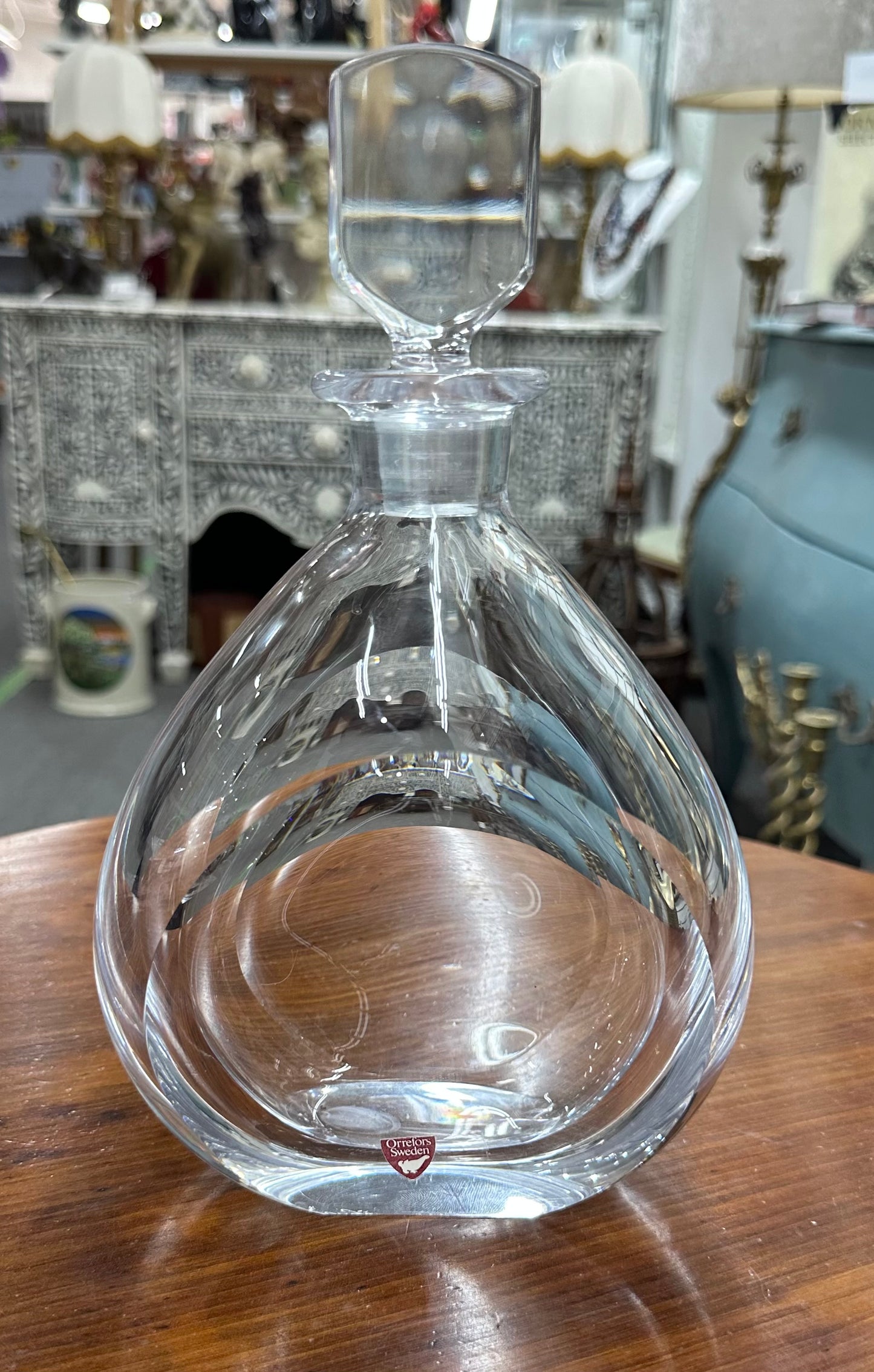 Orrefors Crystal Flat Drop Decanter