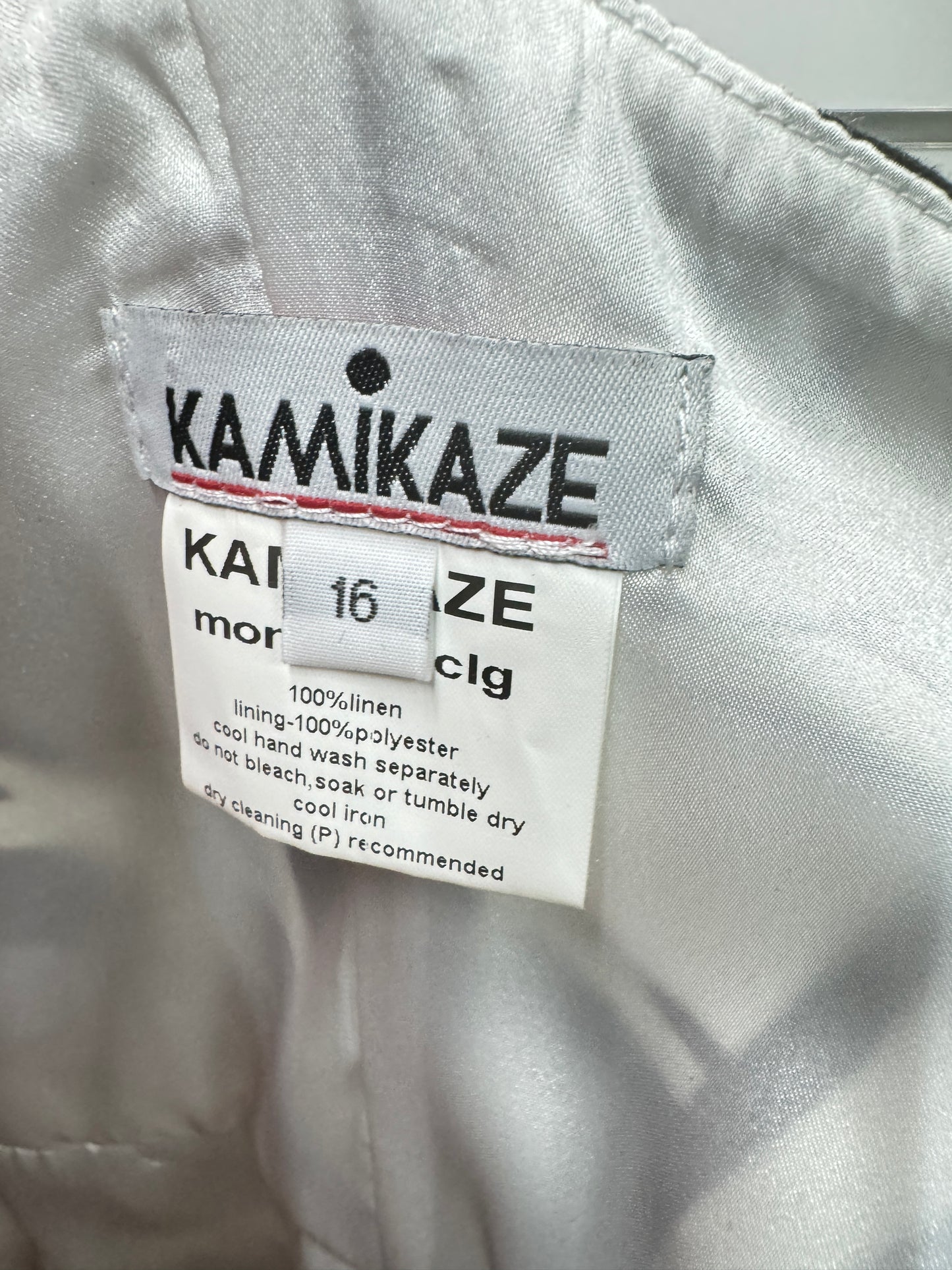 Kamikaze 1990s Black White Abstract Print linen dress