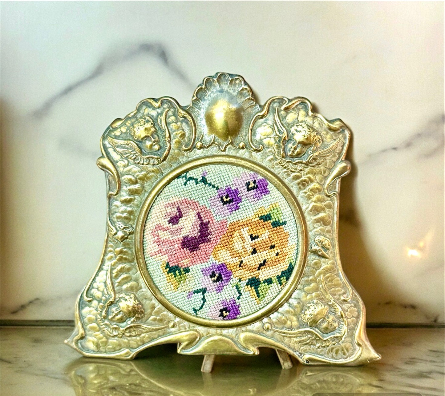 Guardian Angel Framed Petite Point