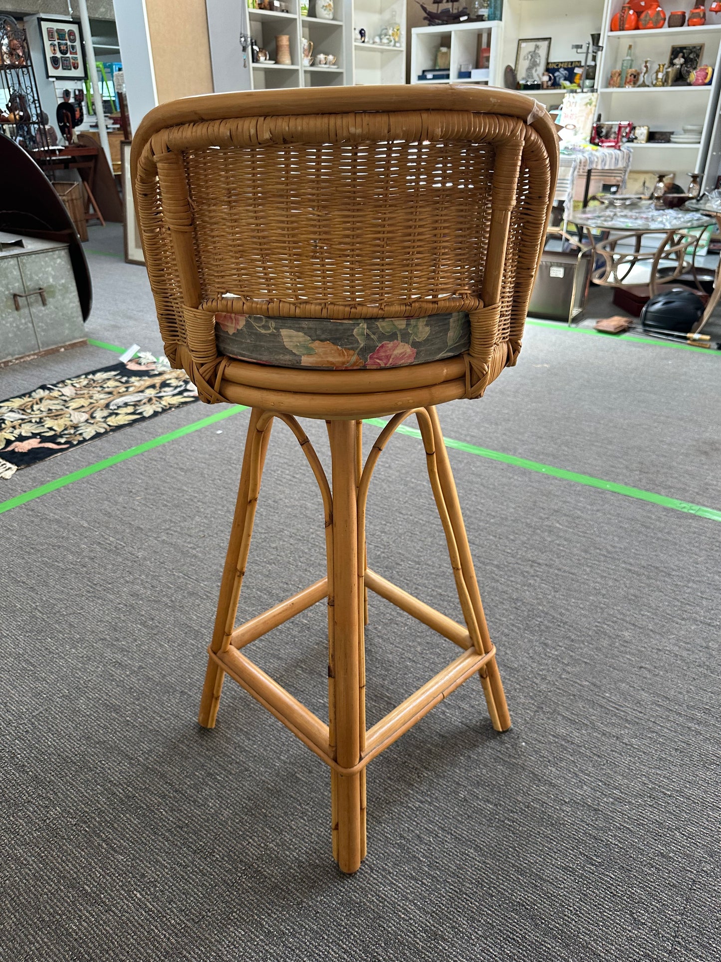 Cane Barstool With Cushion