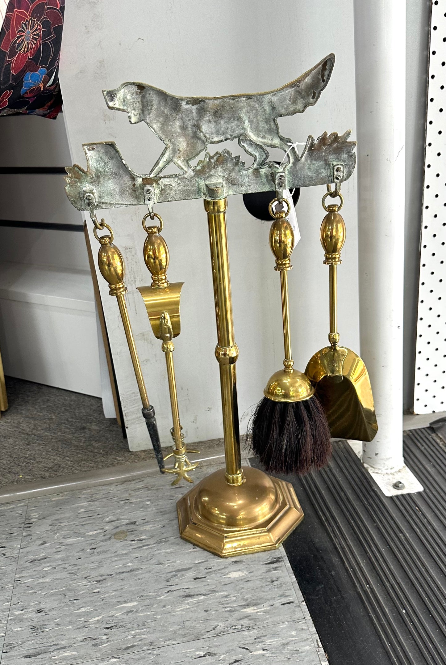 Vintage Brass Fireplace Tool Set