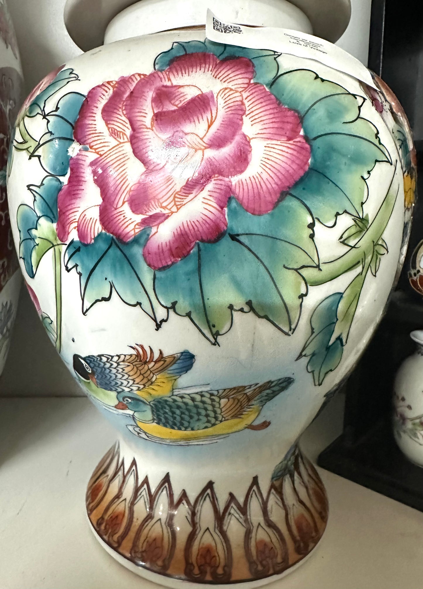 Ginger Jar, Peach hand painted