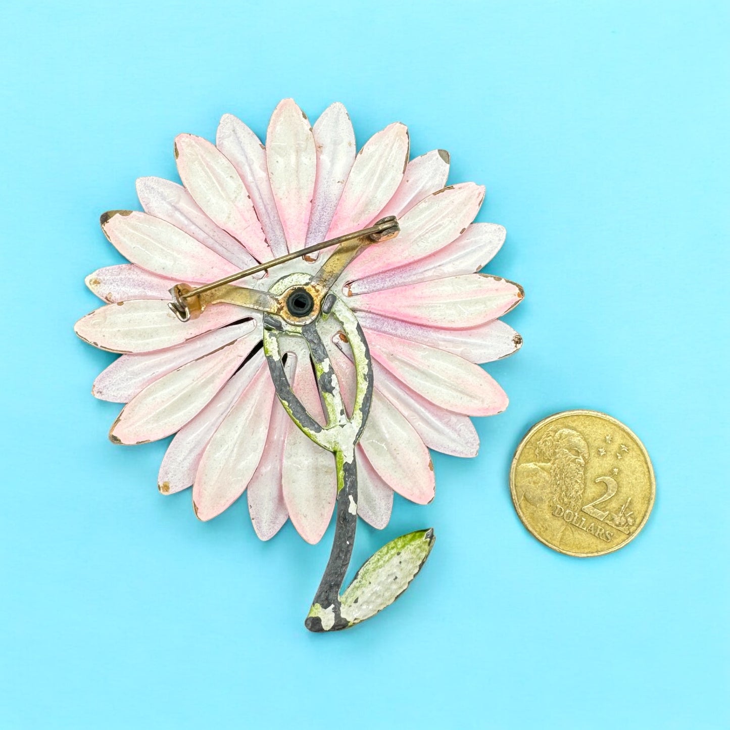 1960s USA Flower Enamel Brooch