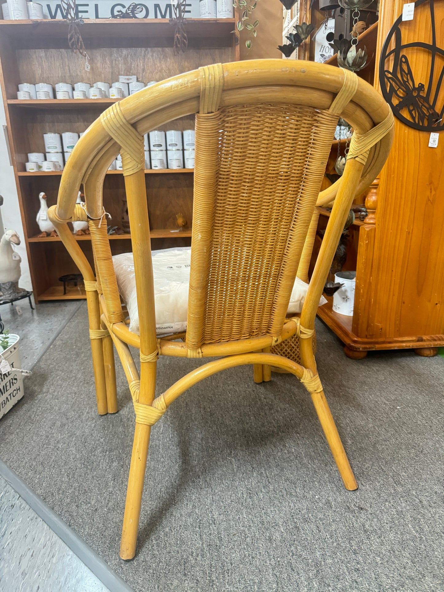 Cane Arm Chair with seat pillow, Strong, Durable , Almost new