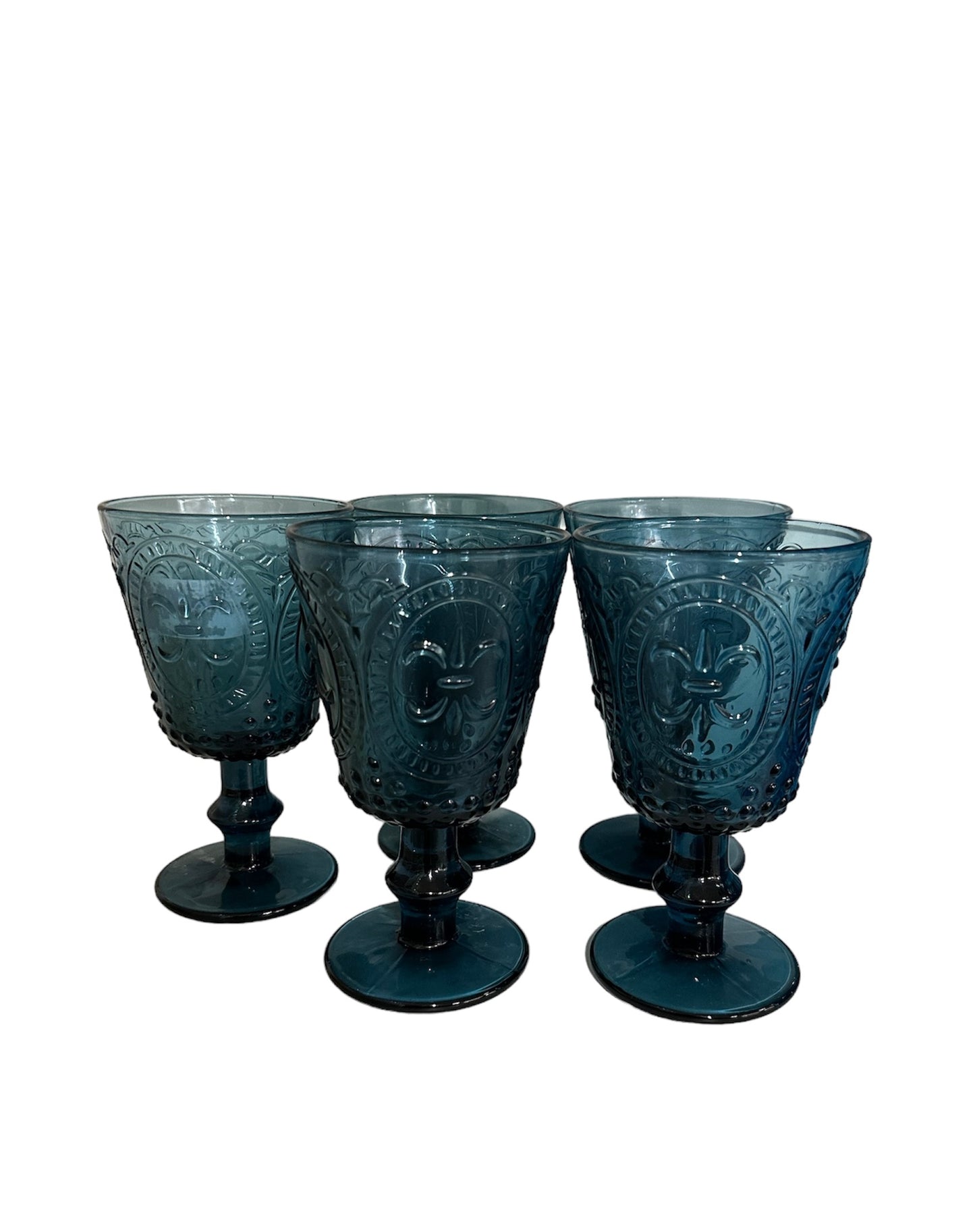 Set of 5 EAPG Blue Glasses