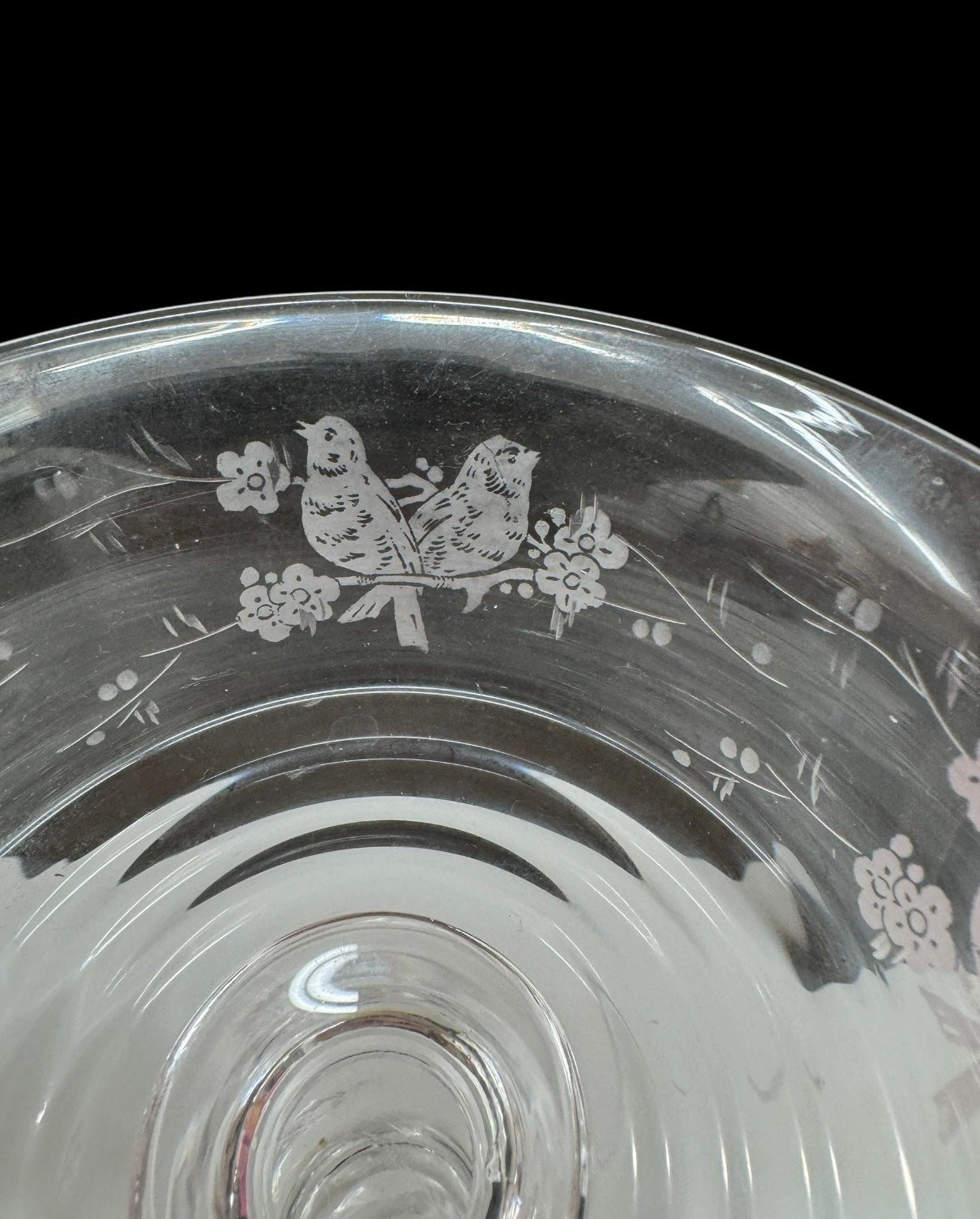 Stuart Crystal Champagne Coupes – Love Birds Engraved – Vintage English Crystal Coupe Glasses – Wedding Toast Glasses No 681649 Love Birds