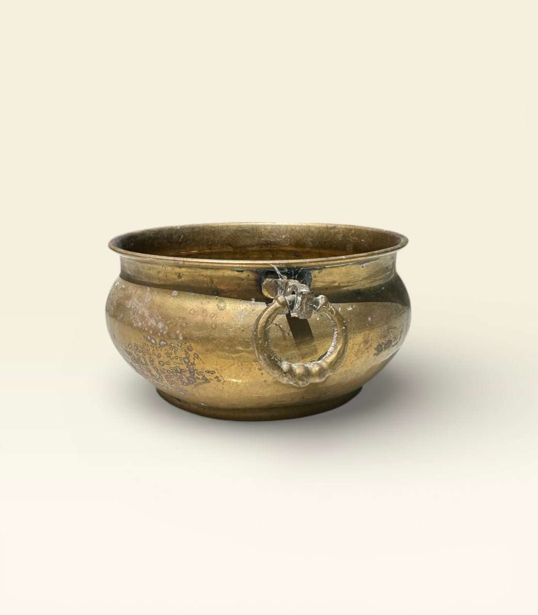 Vintage Brass pot/planter with two ring handles,succulent,outdoor plants