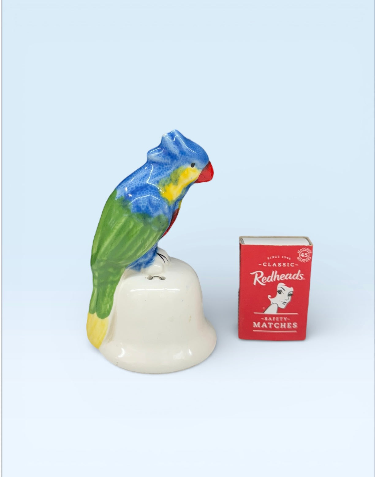 Vintage porcelain Parrot bell,made in Japan, hand painted