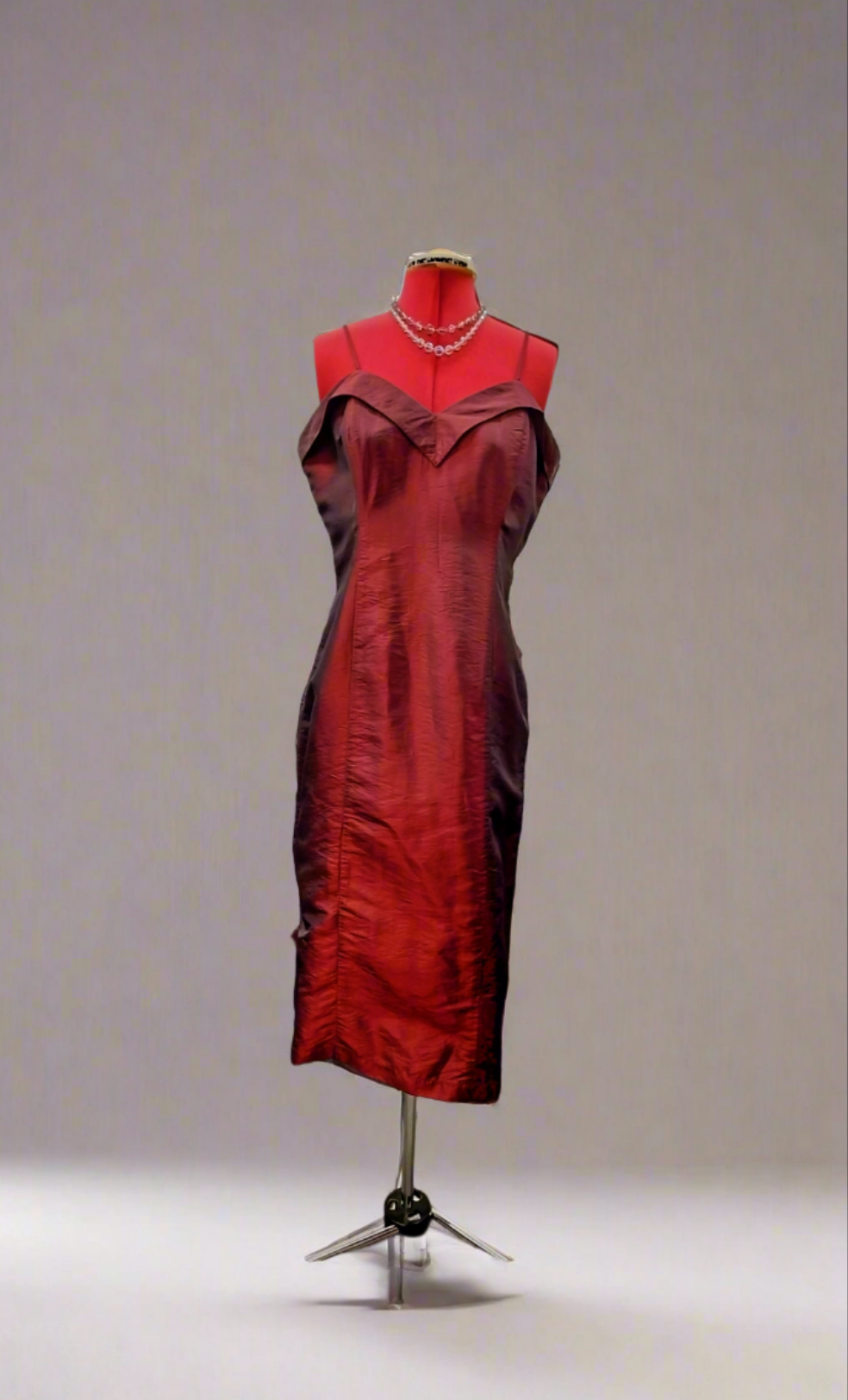 Burgundy Taffeta Pinup Dress