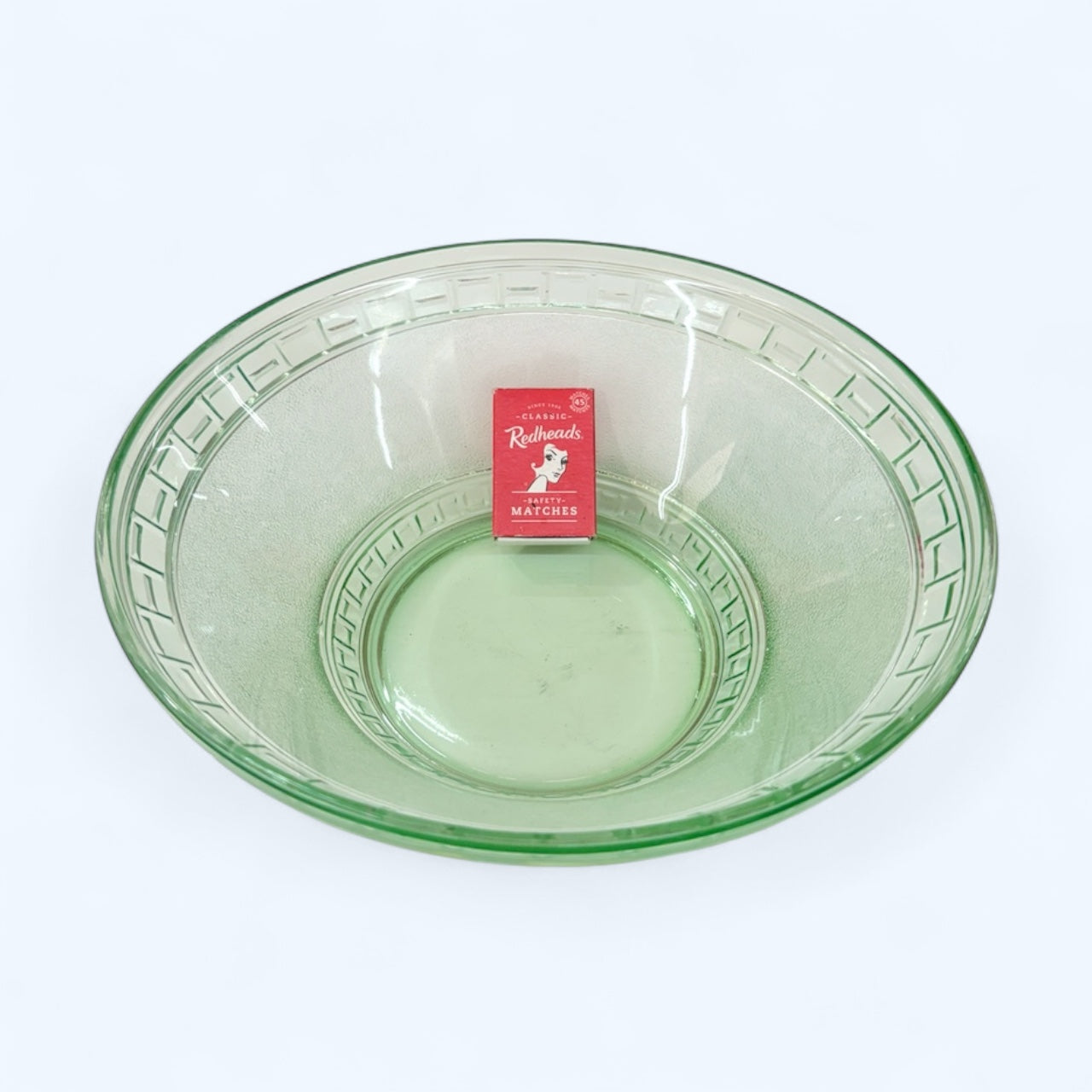 1930's big URANIUM Glass Fruit Bowl with Frosting Art Deco, art glass