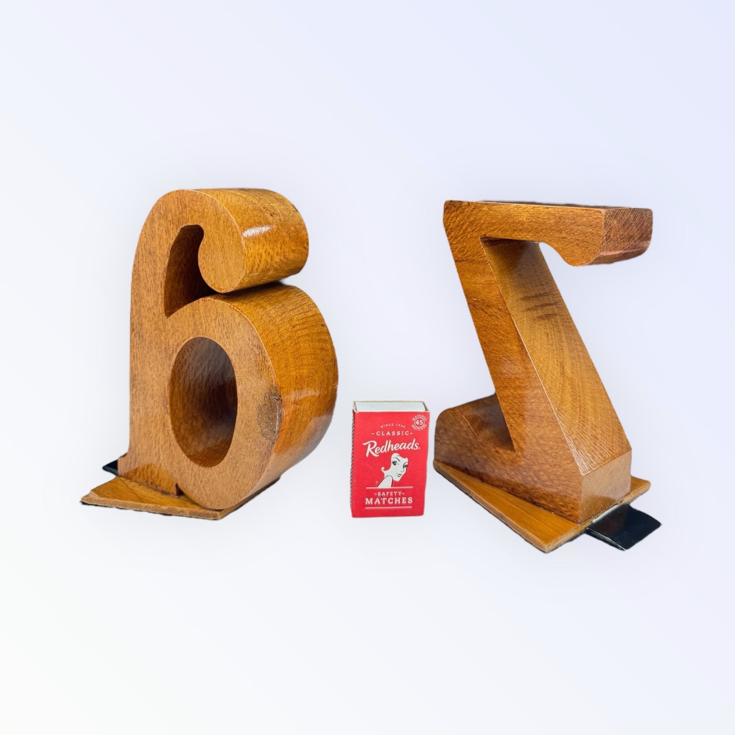 vintage 3D a to z wooden bookends