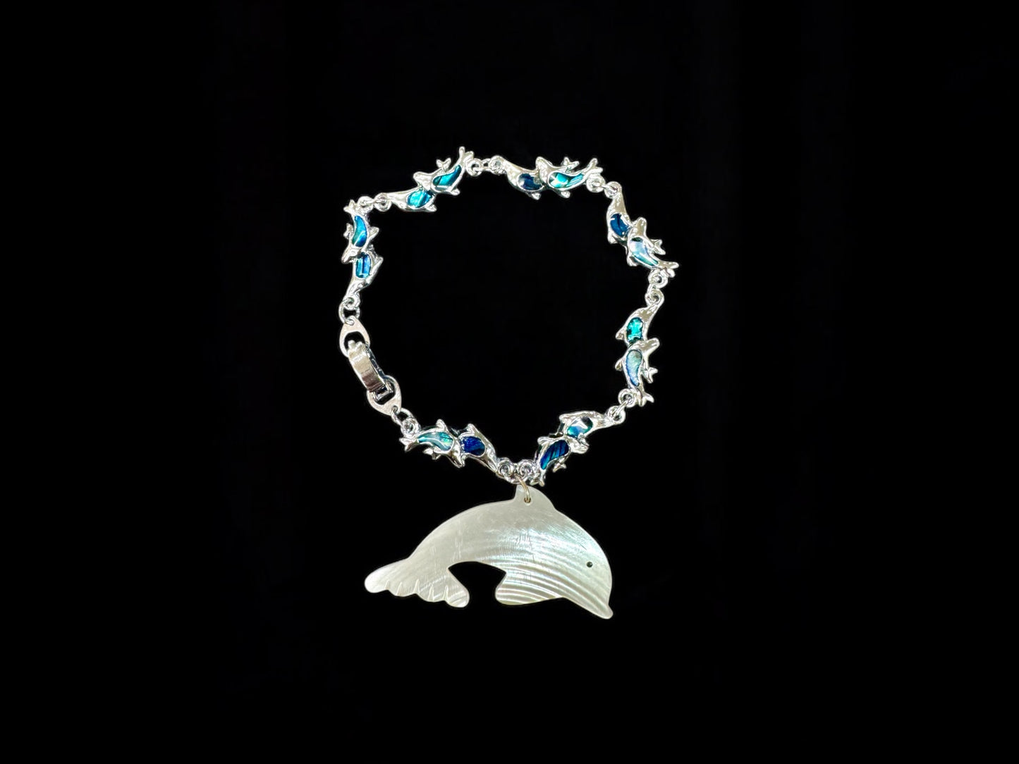 sea shell dolphin bracelet,mothe of pearl