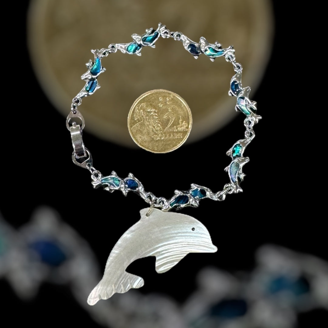 sea shell dolphin bracelet,mothe of pearl