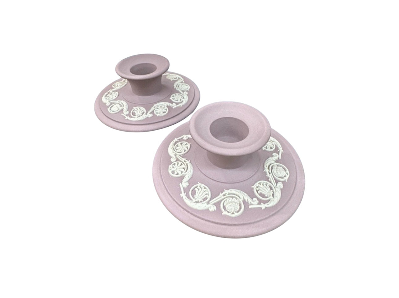 Rare Pink Wedgwood Jasperware Candlesticks ,Candle Holders