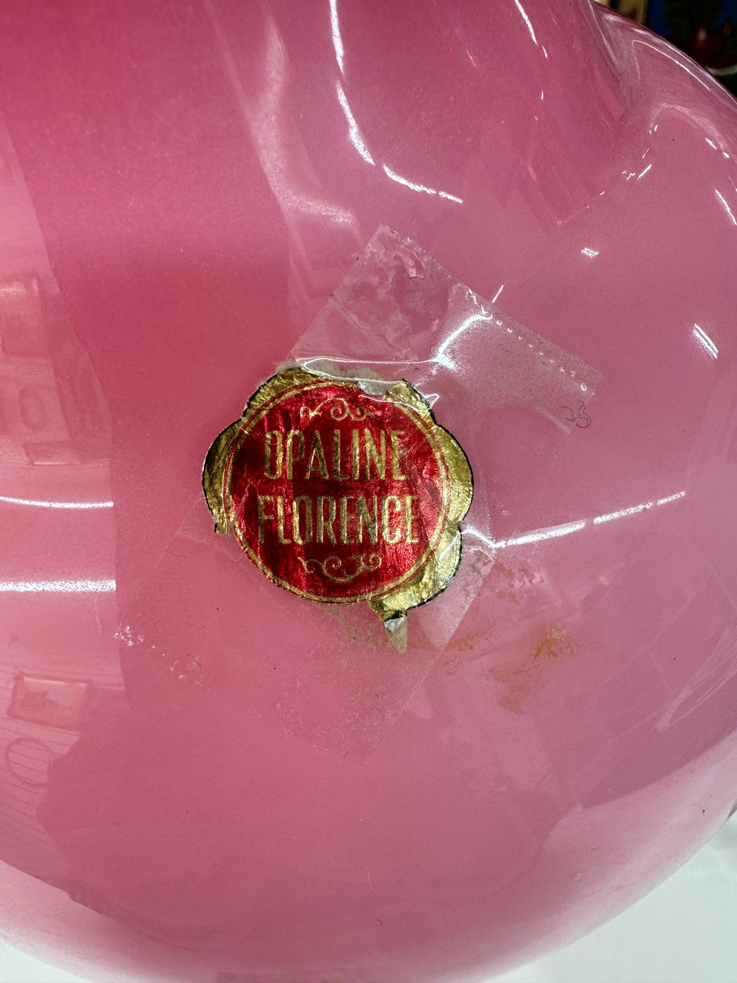 Vintage Italian Pink Opaline Florence Glass Vase – Large Decorative Centrepiece,42.5cmH