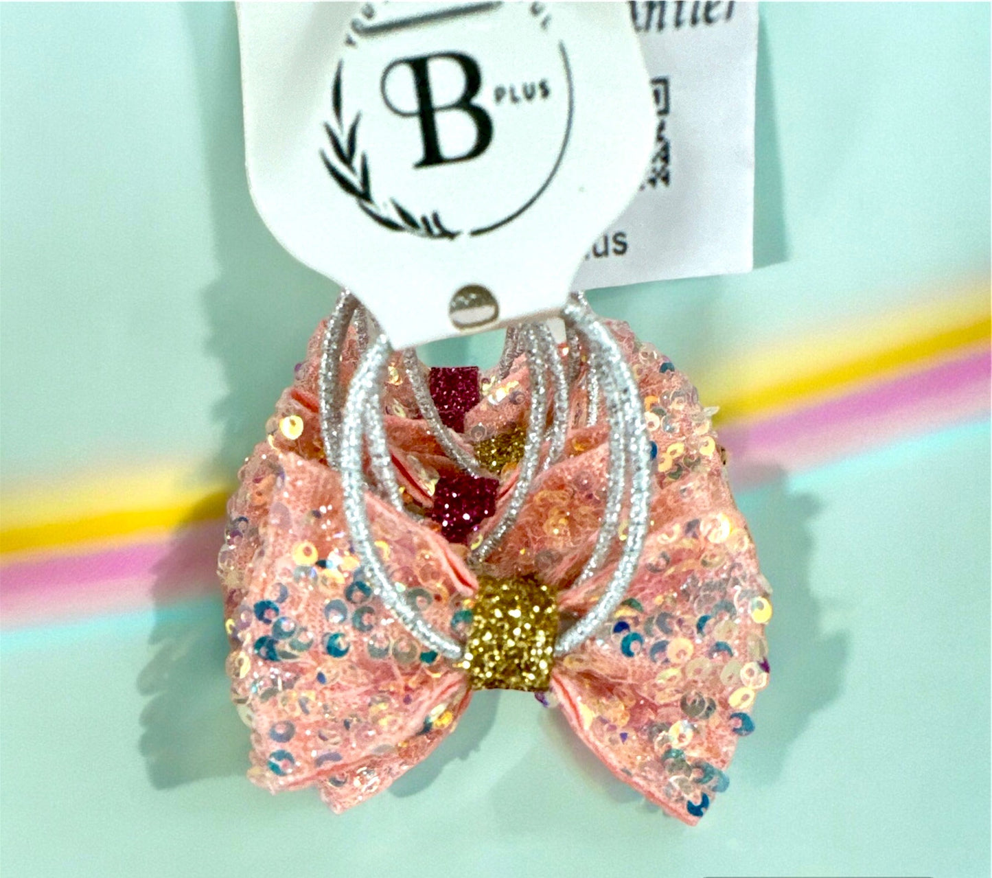Sequin Bow Hair Ties in Pair - 03005