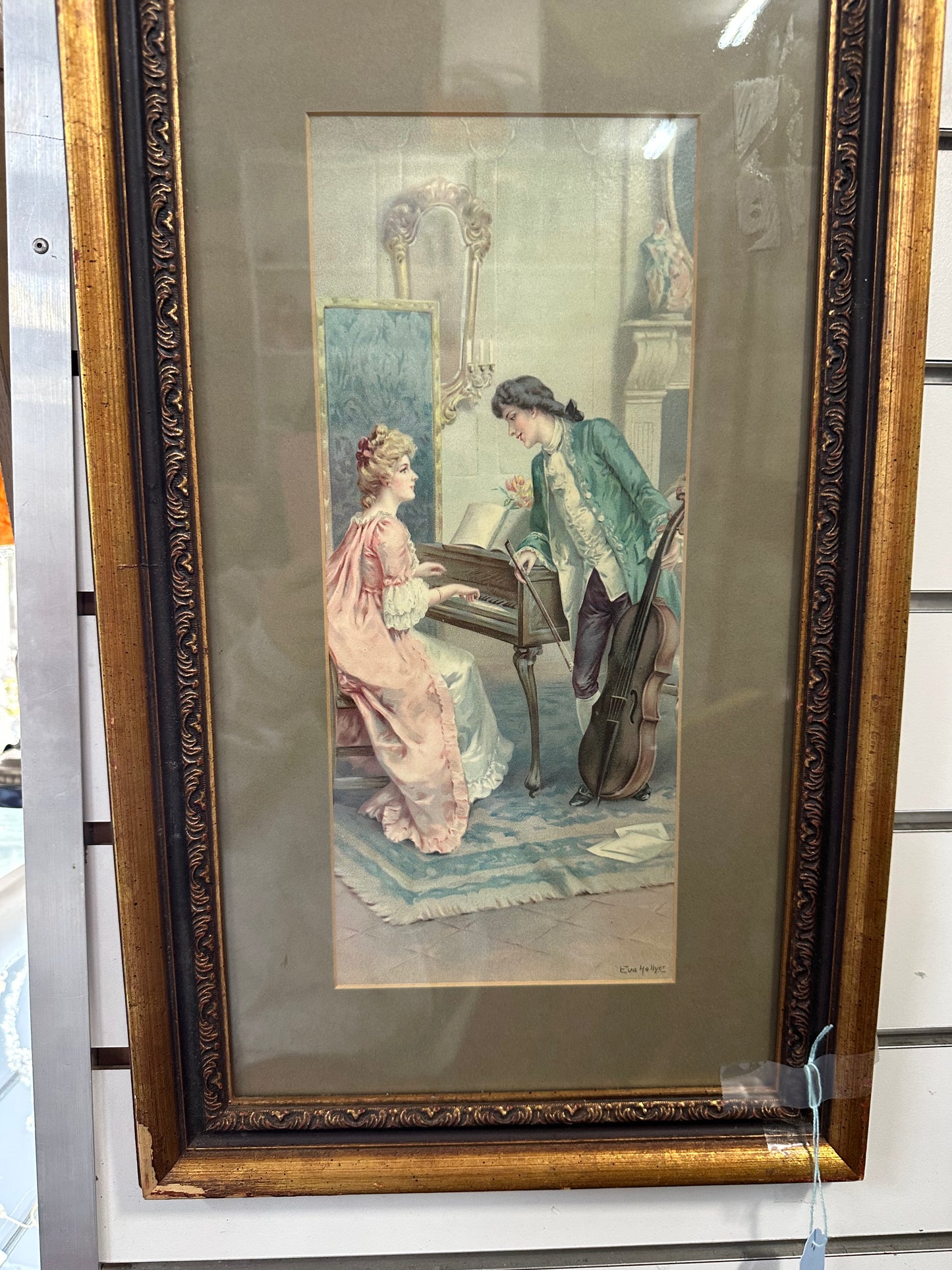 C1900 Framed print of "The Music Lesson" by Eva Hollyer