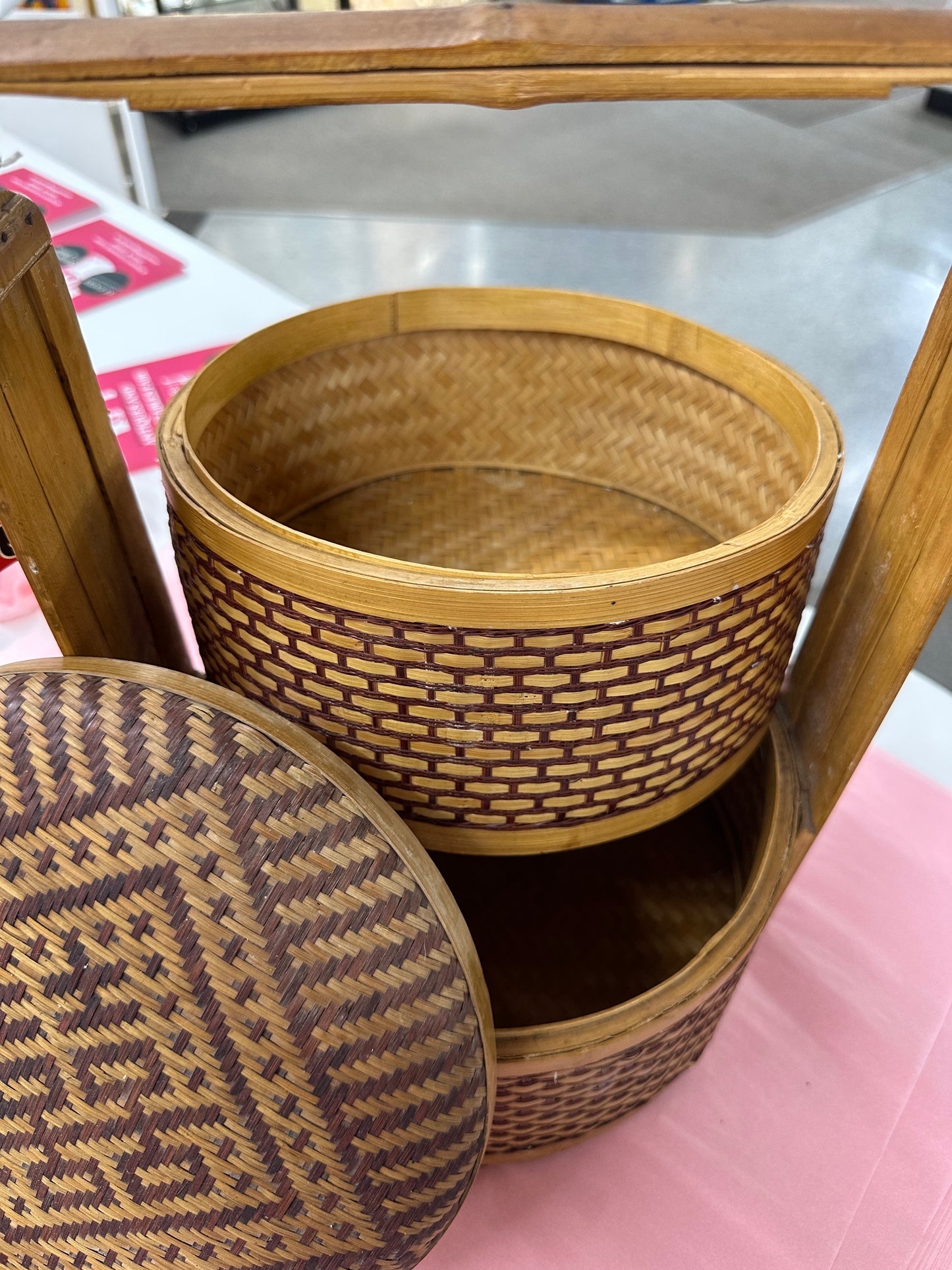 Vintage Chinese Wedding Basket , Bamboo Handwoven