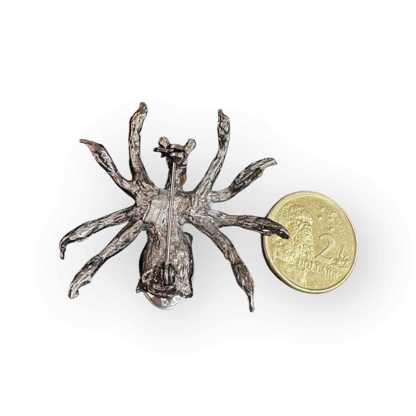 vintage spider brooch with black rhinestones
