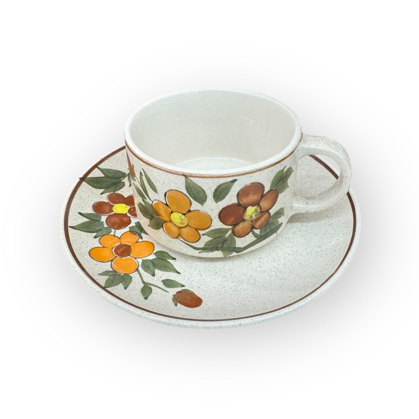 Large Korea made pottery cup and saucer