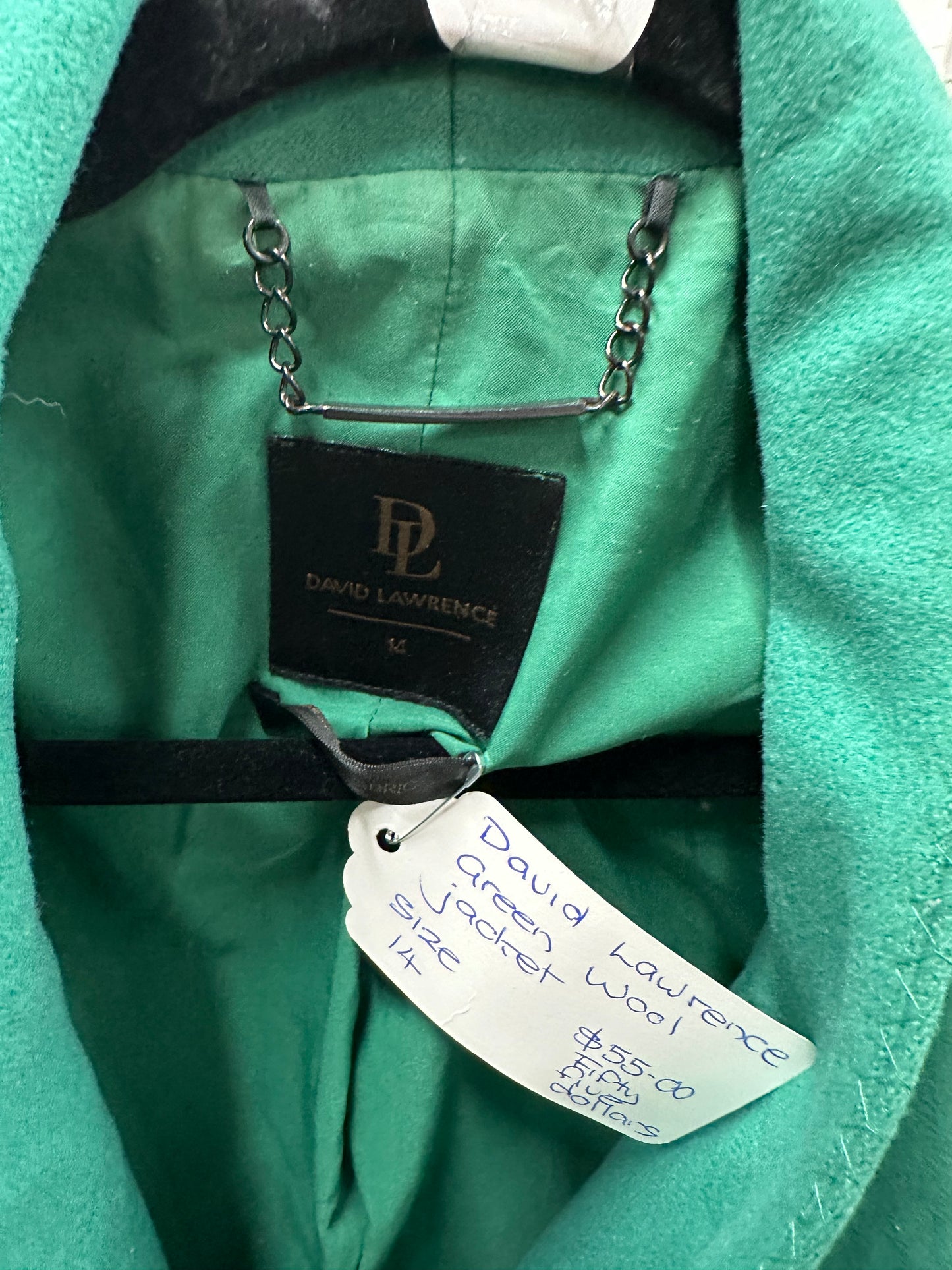 David Lawrence Green Wool Jacket, Size 14