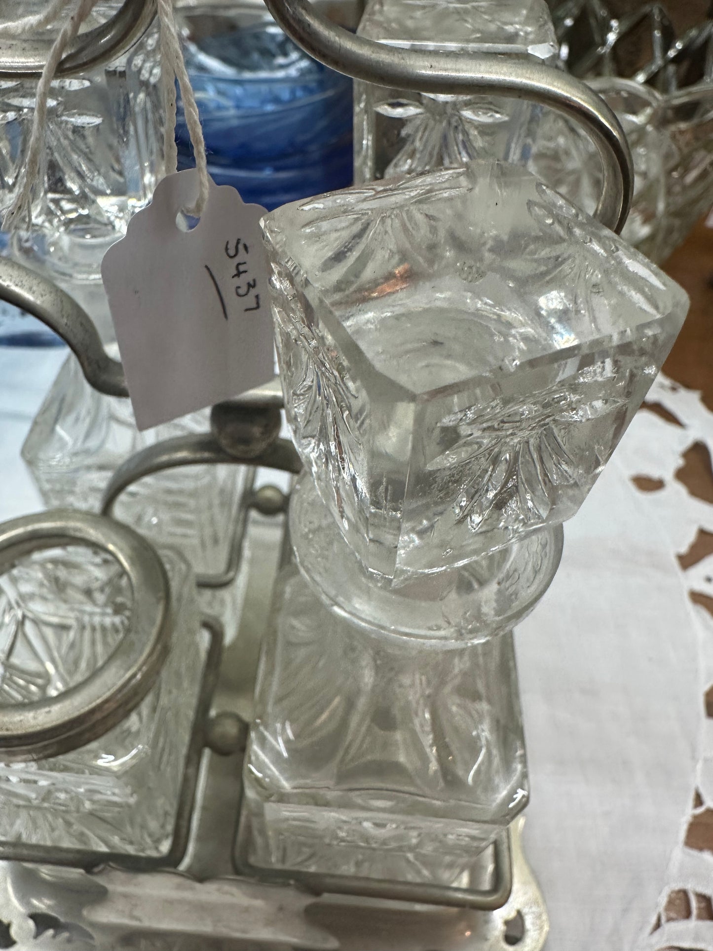 EPNS Cruet 3 Bottles and Mustard