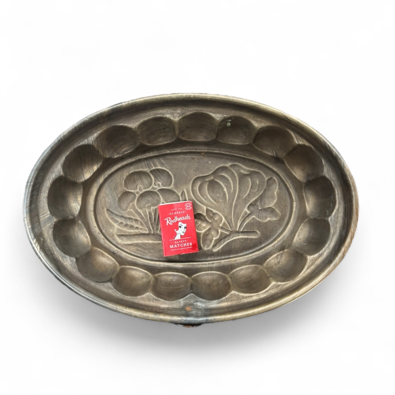 Vintage big Copper cake Mold, Hanging Fruit Motif with Hook