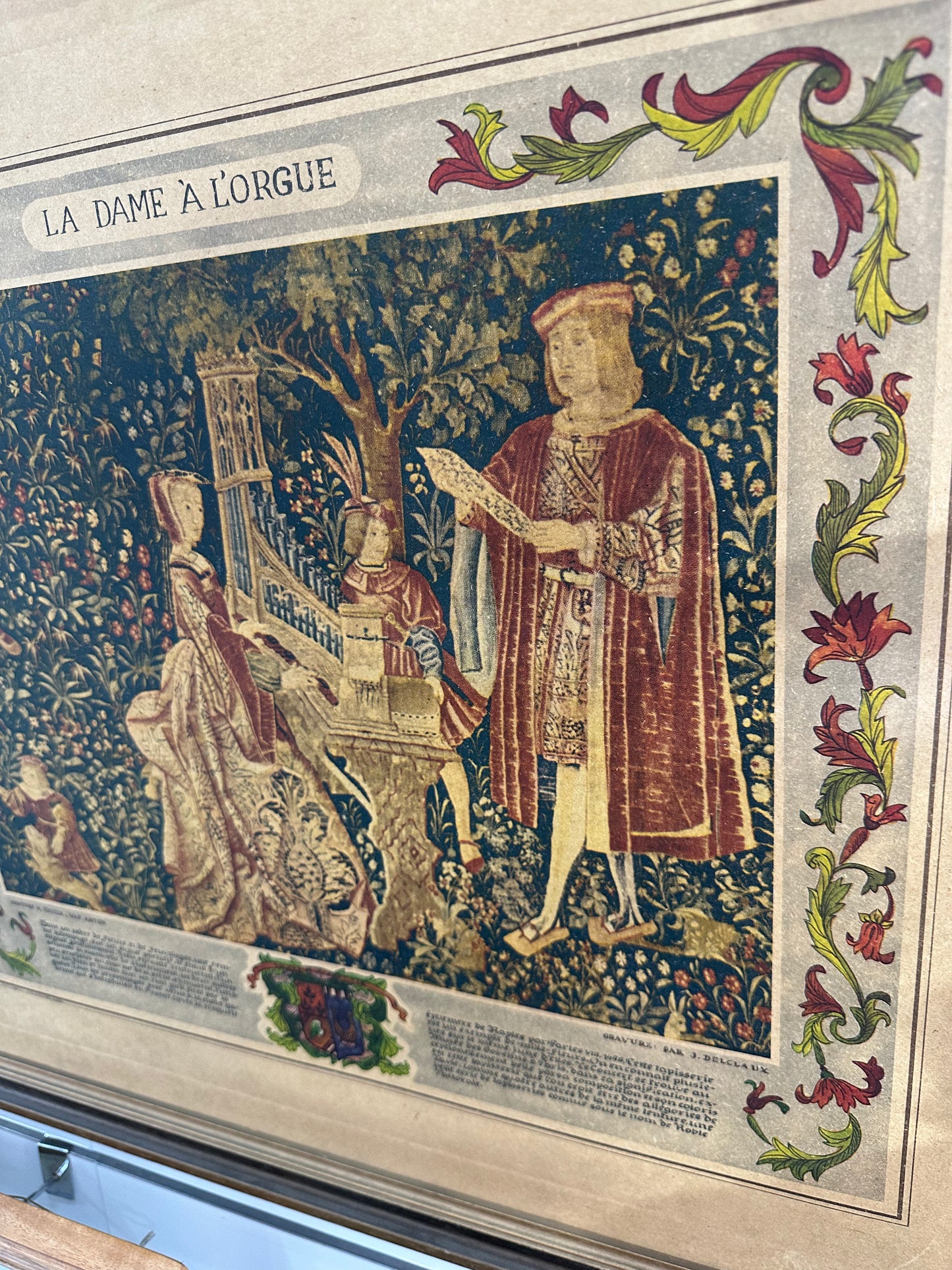Vintage French Tapestry Print – La Dame à l’Orgue