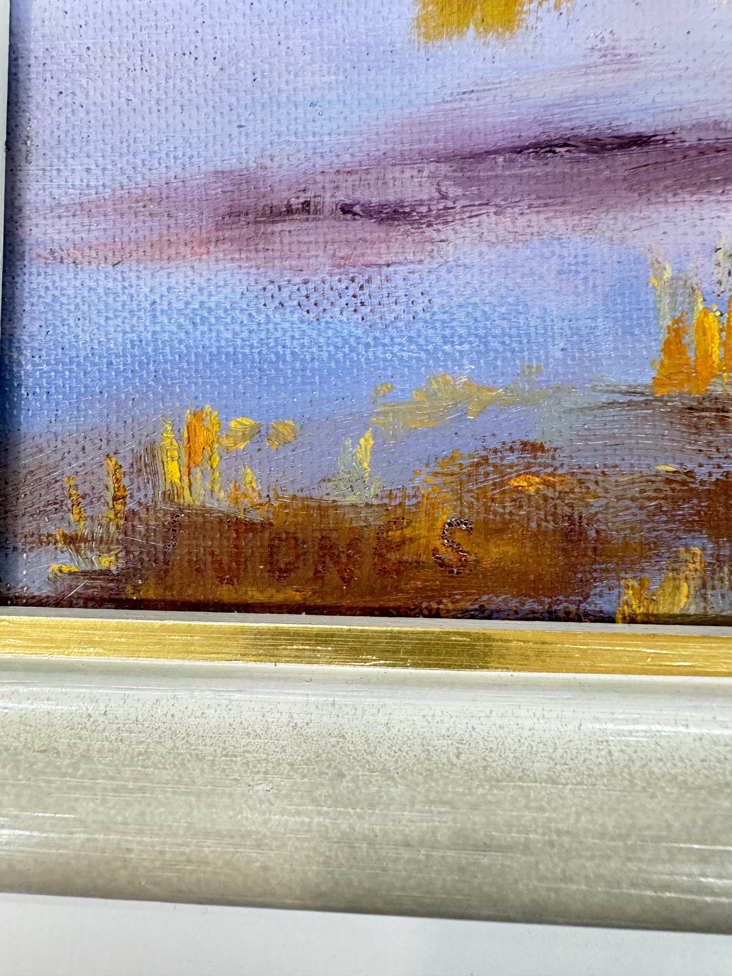signed oil painting landscape lakeside