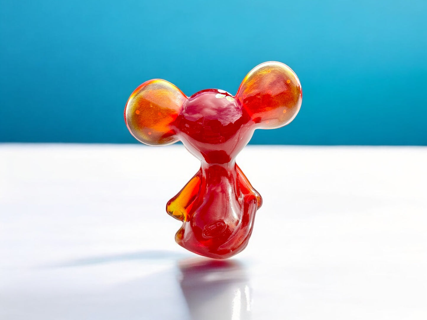 Fenton Ruby Red Glass Mouse Handpainted Signed, home decor