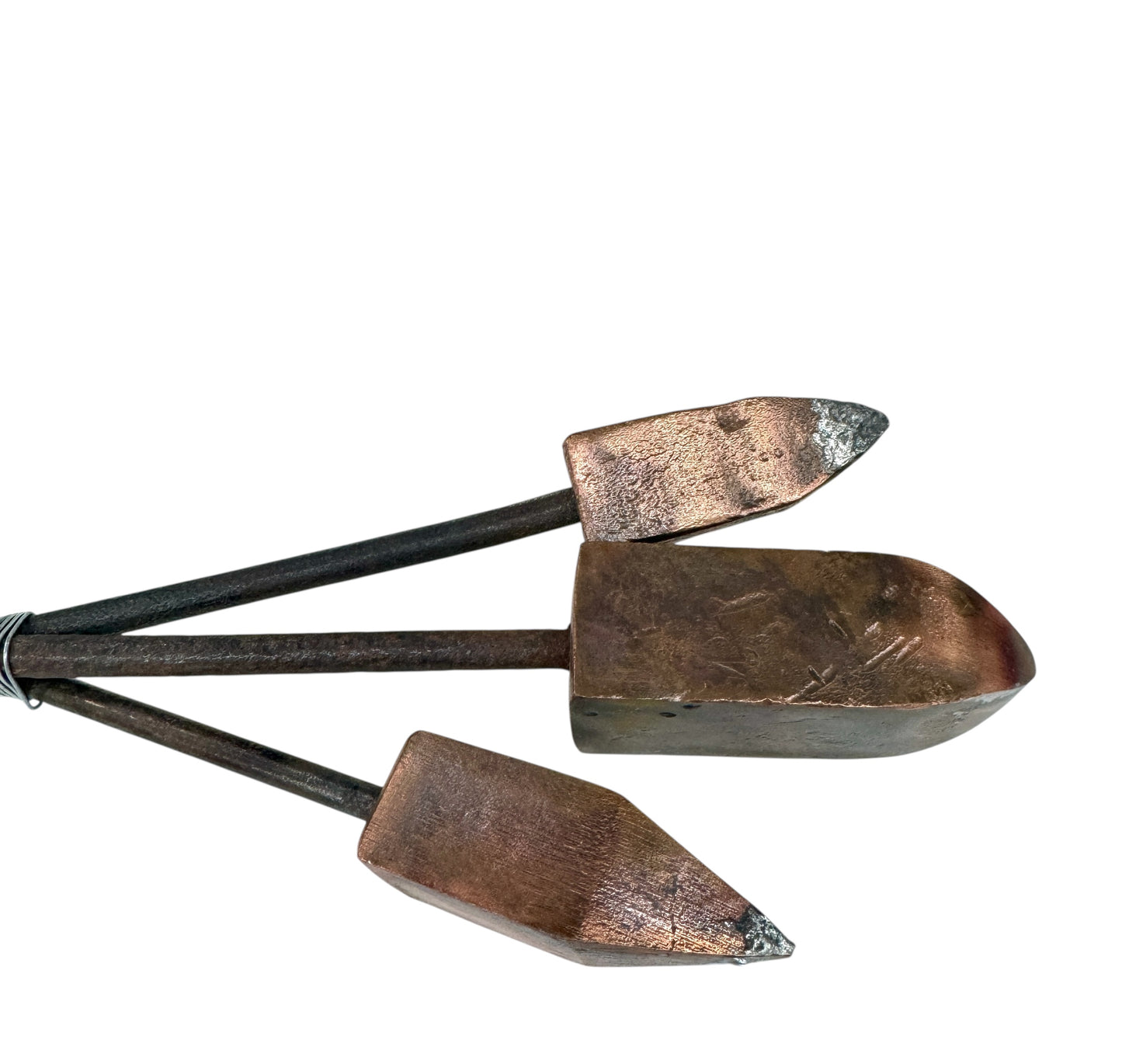 3xsolid copper iron with wooden handle,kitchen decor