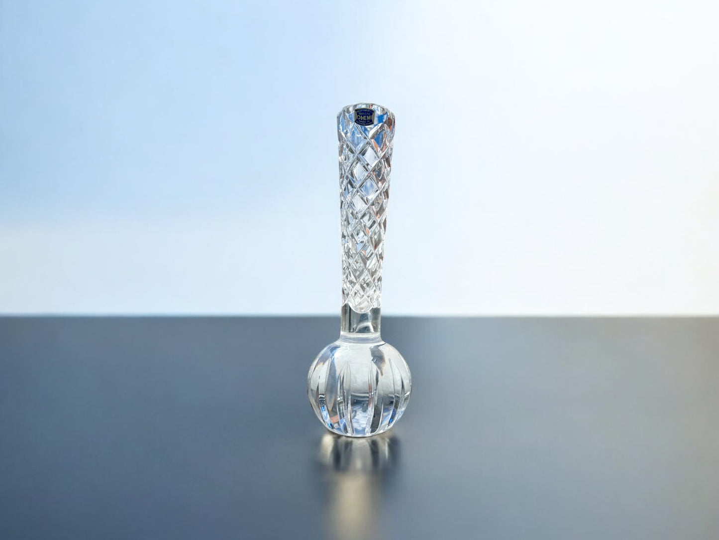vtg tall crystal bud vase,Bohemian crystal vase
