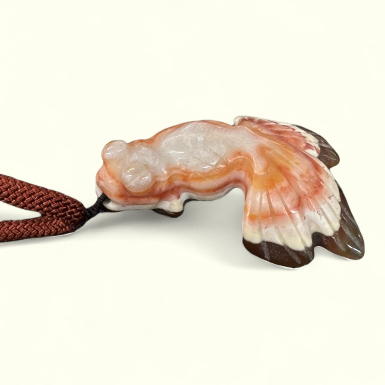 Gold fish Agate stone pendant with chain,gold fish.orange, agate pendant