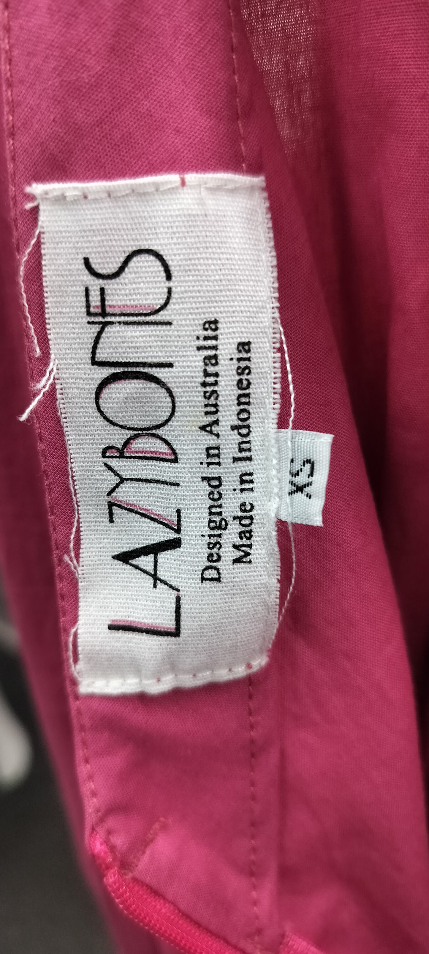 Lazy Bones Pink cotton label vintage, 1950's style. Size-xs
