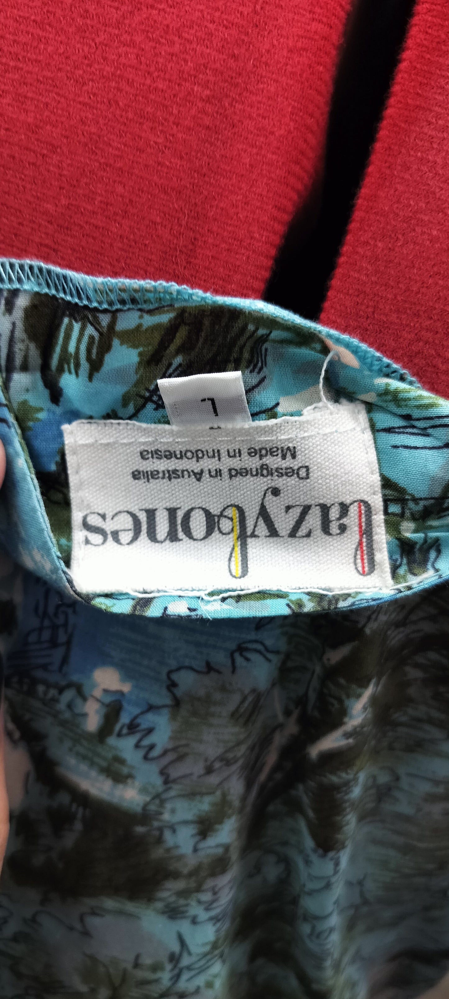 Lazy Bones soft blue printed day dress. Size-L.