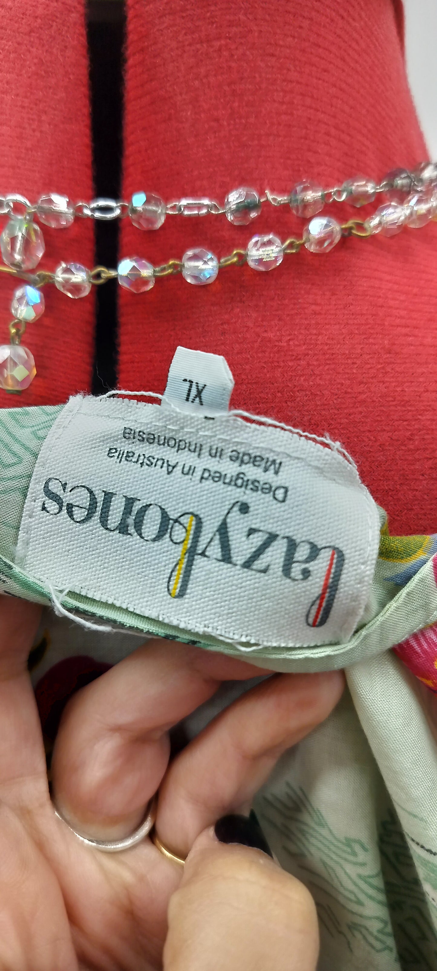 Green cotton, Floral 1950's style. Lazy Bones dress. Size-XL.