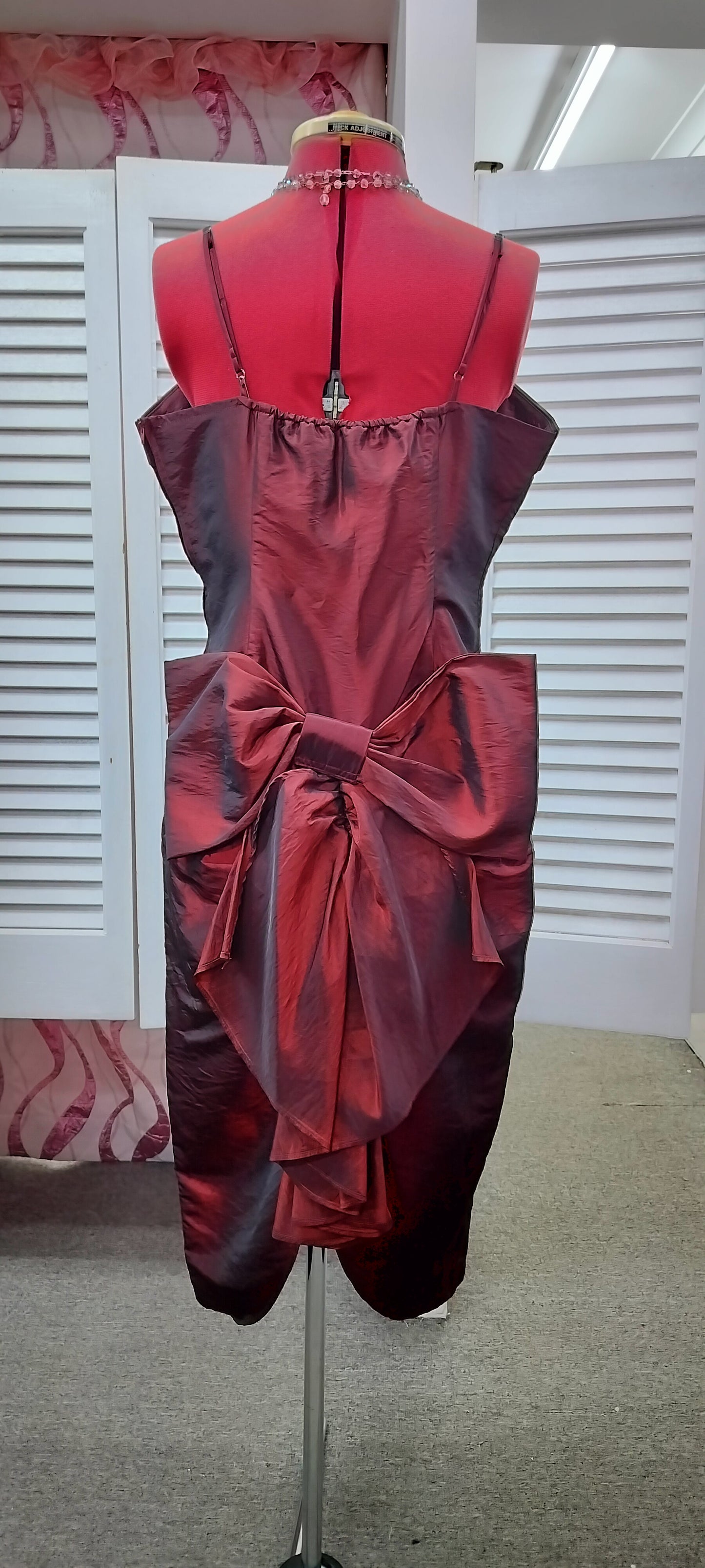 Burgundy Taffeta Pinup Dress
