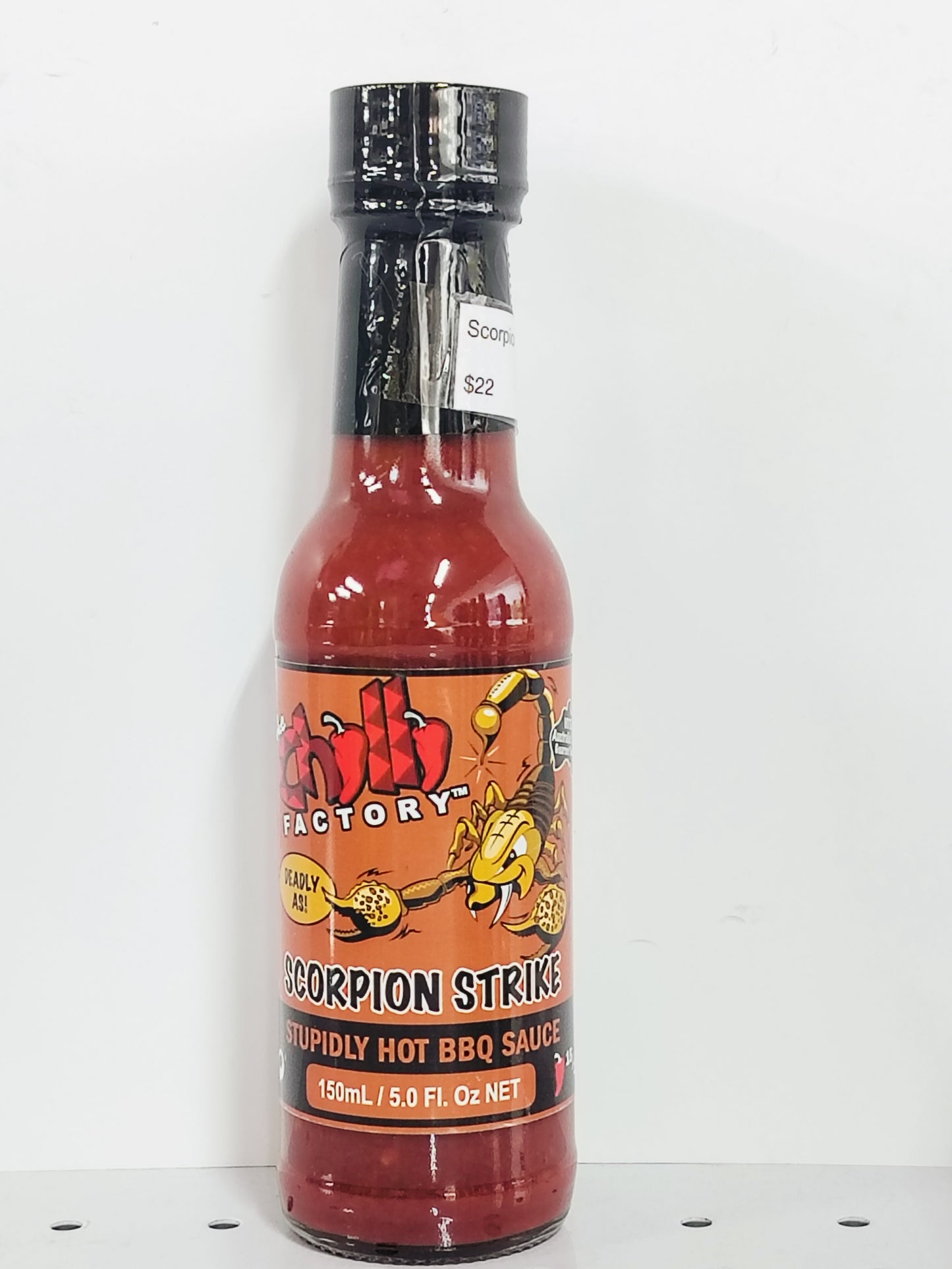 Chilli Factory, SCORPION STRIKE ,stupidly hot bbq sauce , 150ml.