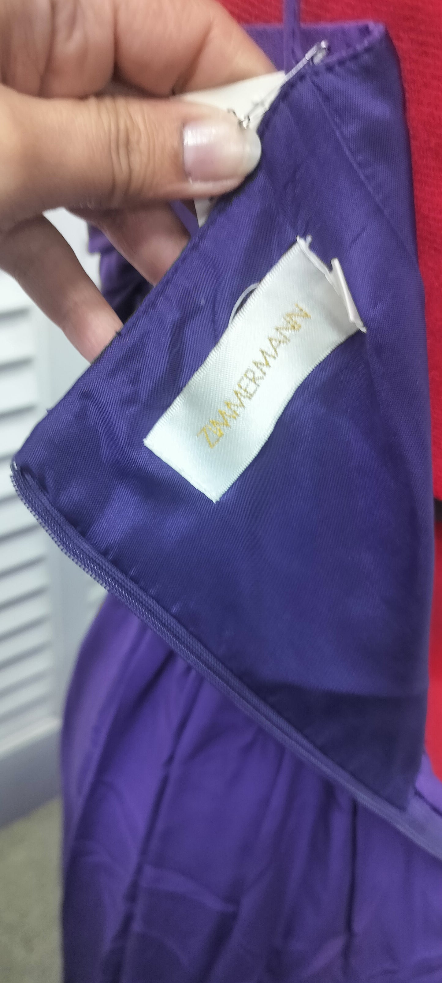 Zimmerman, purple silk fabric, good quality, formal dress, ankle length, pleated bodice. Size- 10 au.