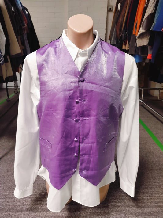 Mauve shinning tuxedo vest , formal wear. Size- 42 chest M.
