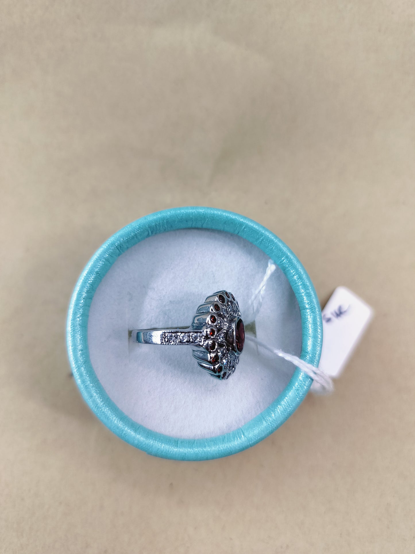 925 Garnet + Cubic zirconia . Size- 13
