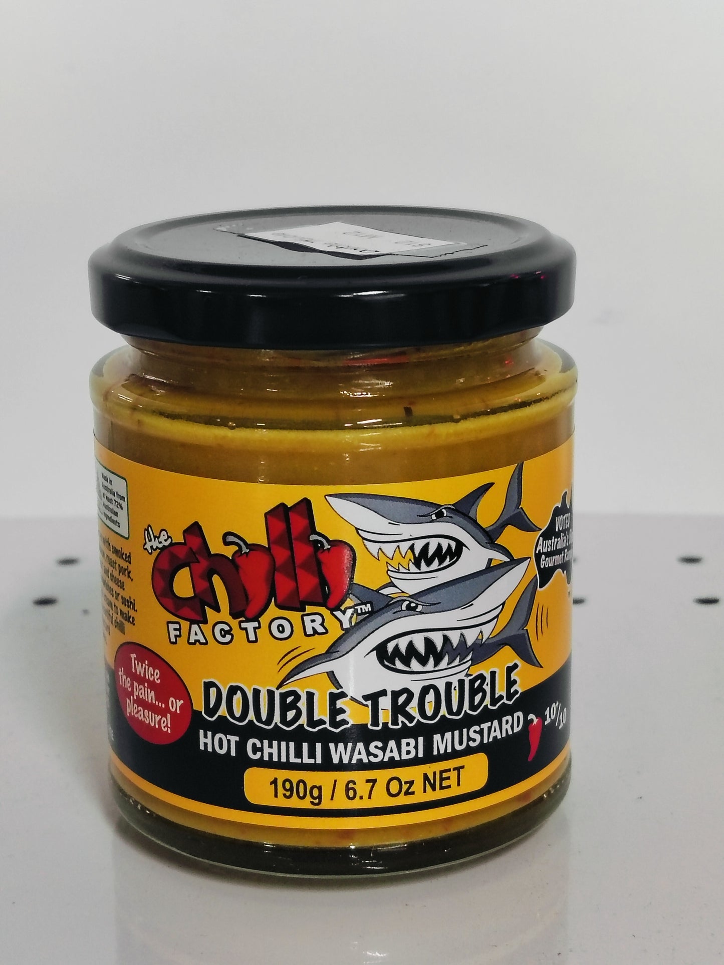 Chilli Factory, DOUBLE TROUBLE, hot chilli wasabi mustard , 190g.