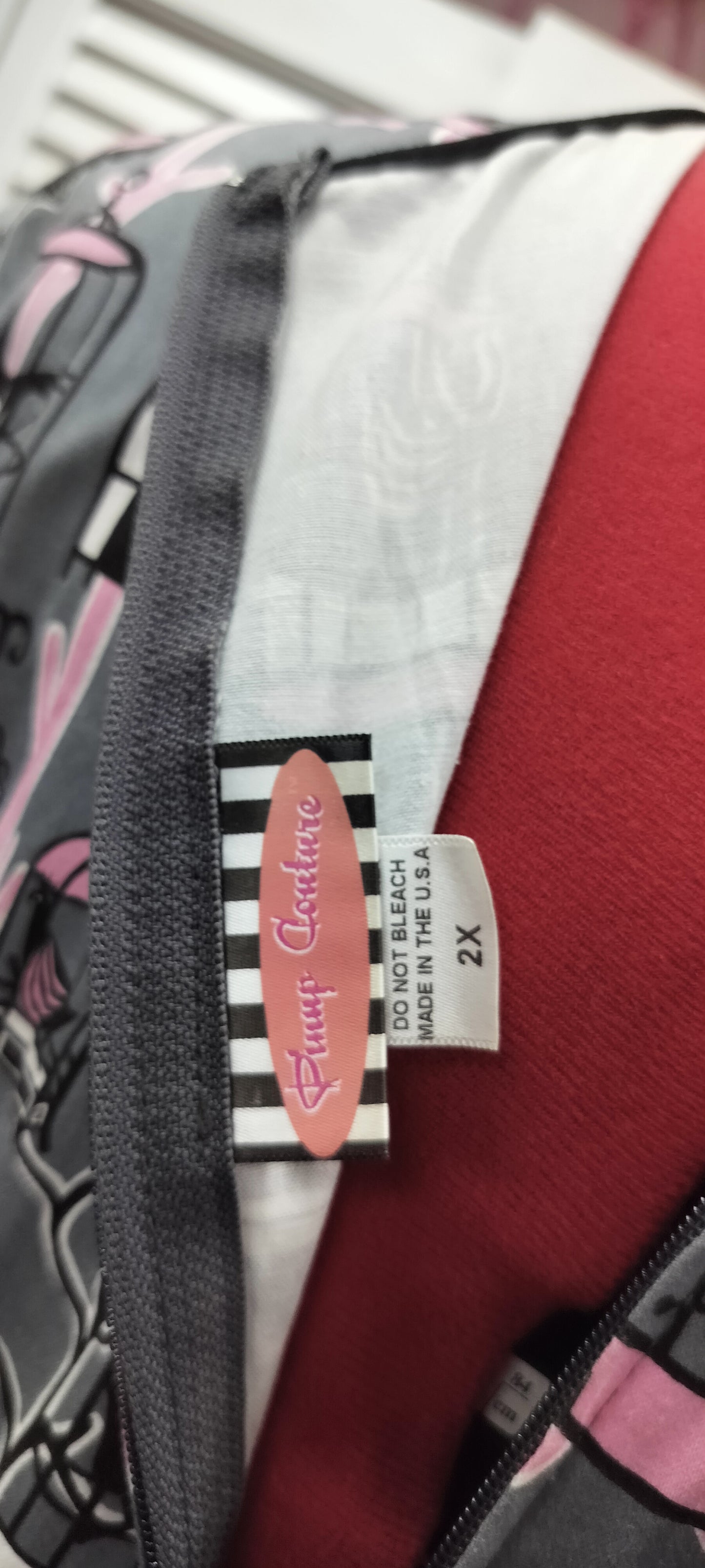 Pink & Grey birds in the cage pin-up couture. (Made in us). Size- 2XL.