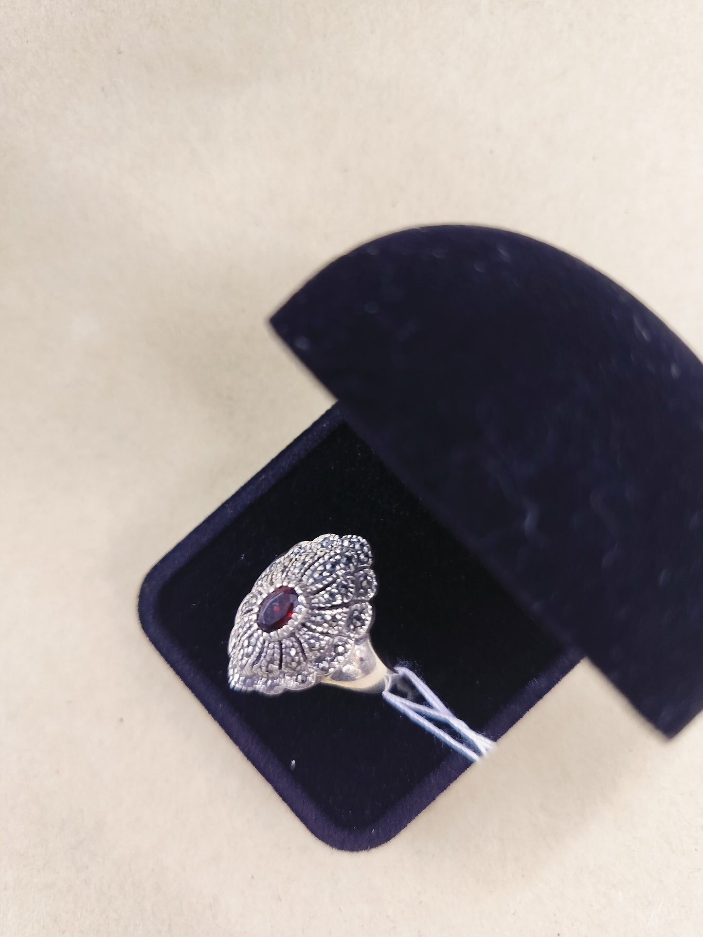 925 sterling silver garnet. Size- 19.