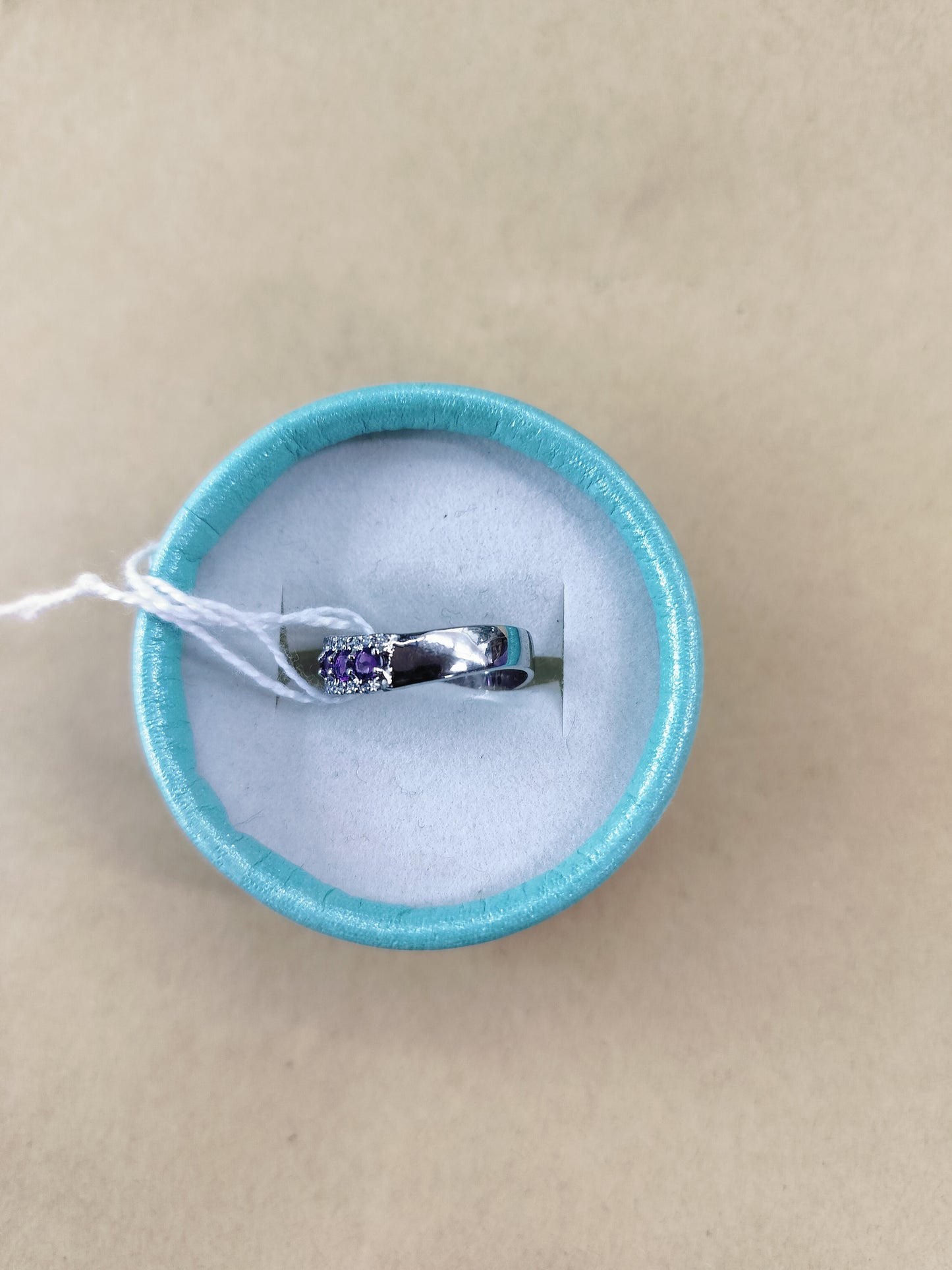 Amethyst ring 925 Cubic zirconia. Size- 13.