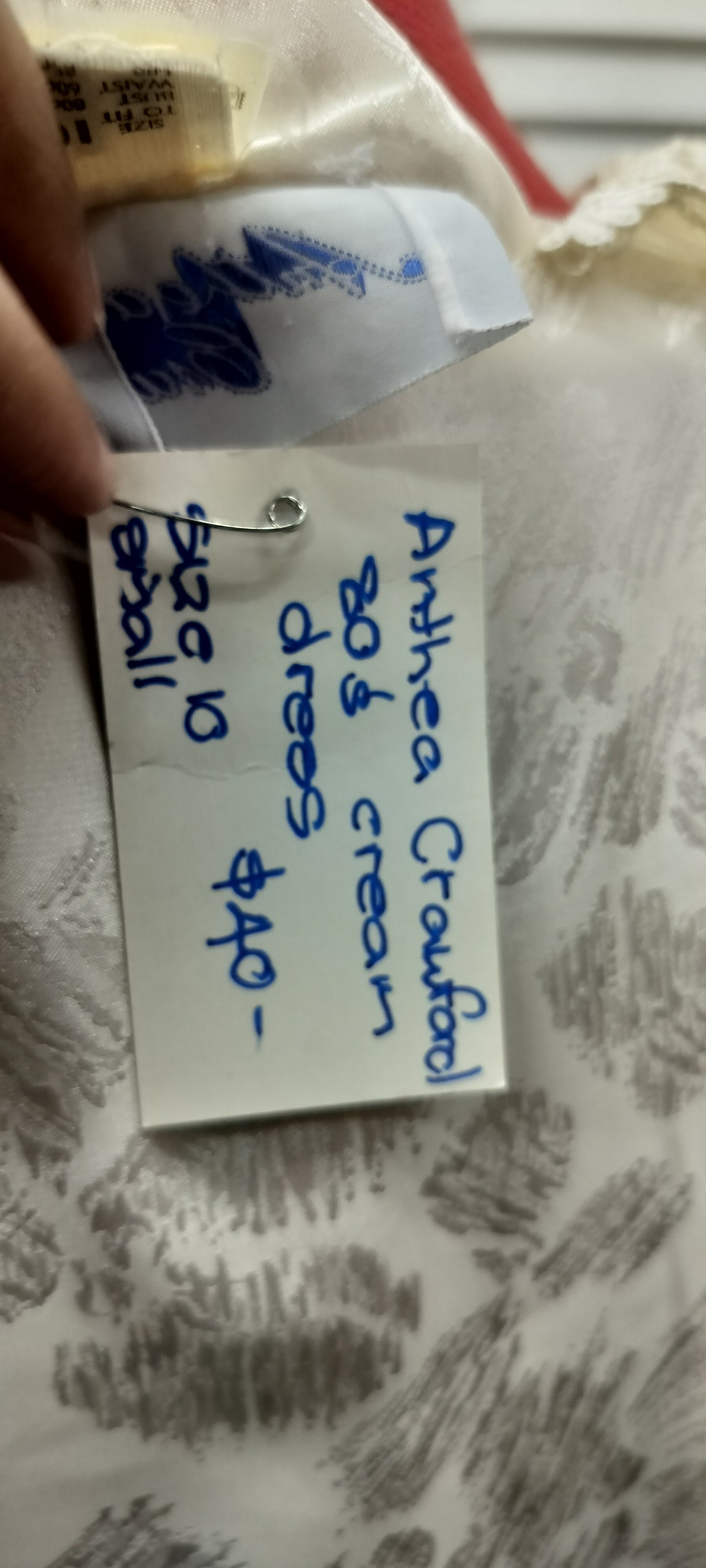 Anthea Crawford, 80's dress beautiful cream colour. Size10