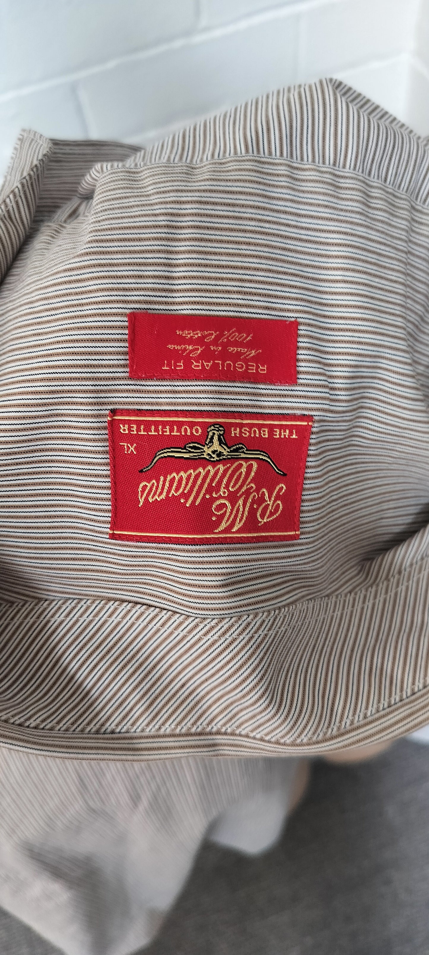 Mens l/s RM Williams striped shirt. Size- XL.