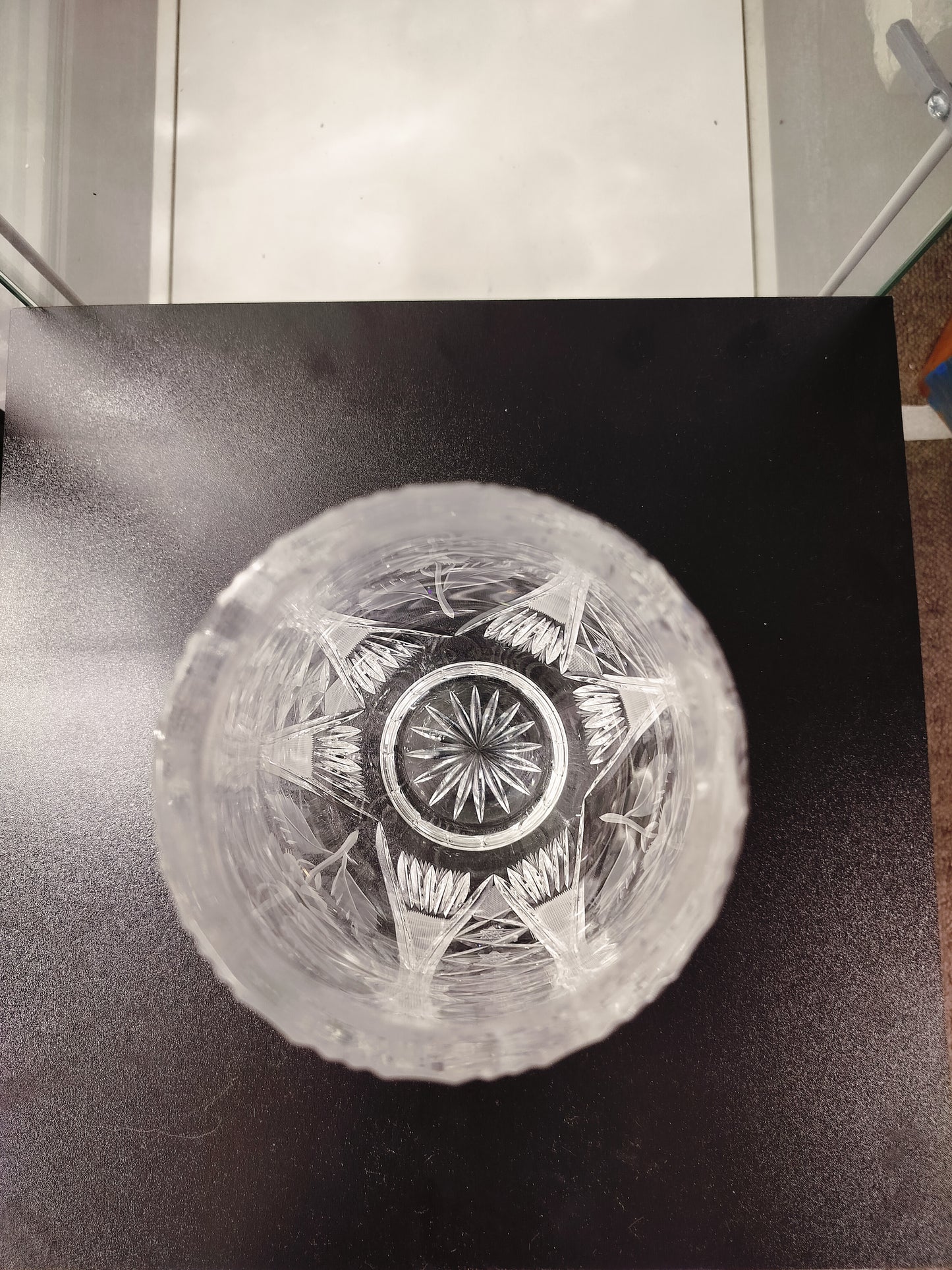 Etched Crystal Vase.