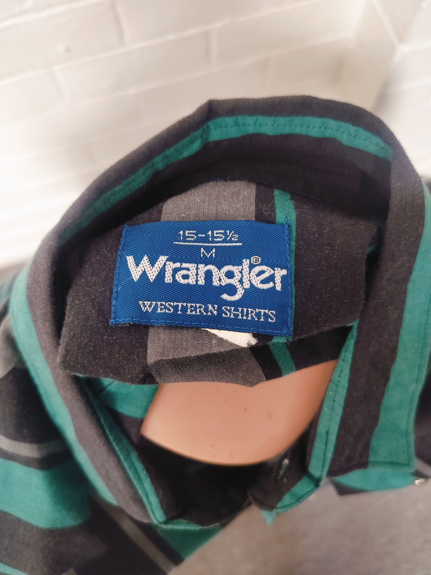 Teal + Black stripe wrangler s/s shirt. Size- M.